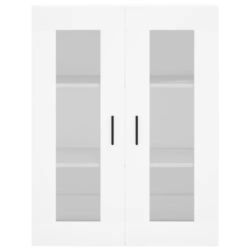  2 db fehér szerelt fa falra szerelhető szekrény