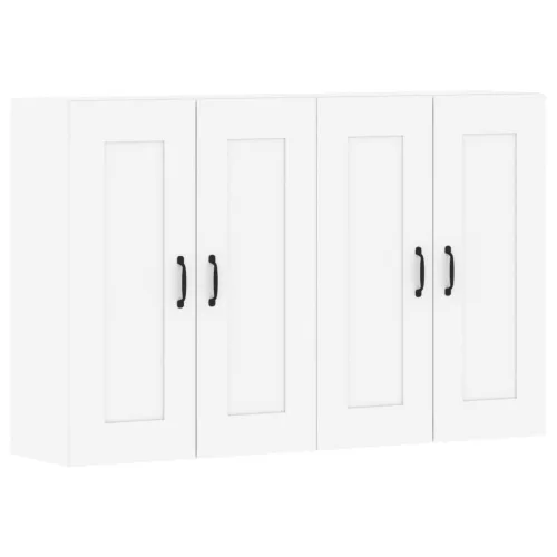  2 db fehér szerelt fa falra szerelhető szekrény