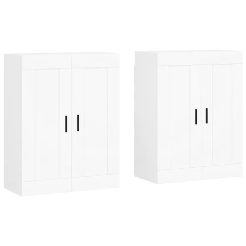  2 db fehér szerelt fa falra szerelhető szekrény