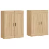  2 db sonoma tölgy színű szerelt fa falra szerelhető szekrény
