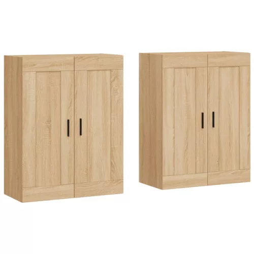  2 db sonoma tölgy színű szerelt fa falra szerelhető szekrény