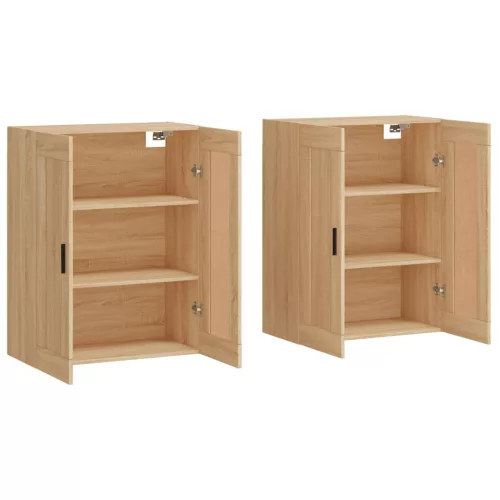  2 db sonoma tölgy színű szerelt fa falra szerelhető szekrény