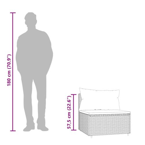  3 részes fekete polyrattan kerti ülőgarnitúra párnákkal