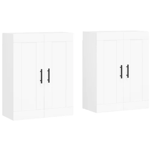  2 db fehér szerelt fa falra szerelhető szekrény