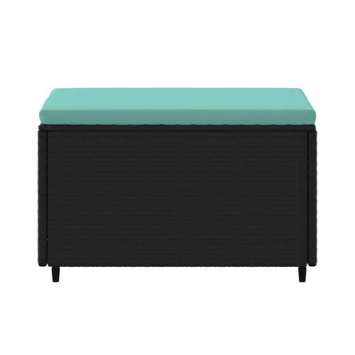  fekete polyrattan kerti lábtartó párnával