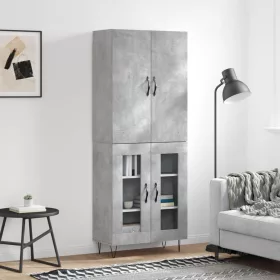  betonszürke szerelt fa magasszekrény 69,5 x 34 x 180 cm