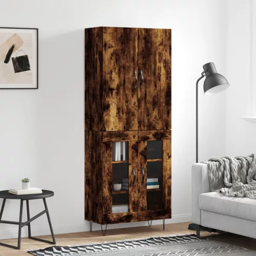  füstös tölgy színű szerelt fa magasszekrény 69,5 x 34 x 180 cm