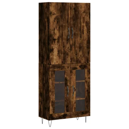  füstös tölgy színű szerelt fa magasszekrény 69,5 x 34 x 180 cm