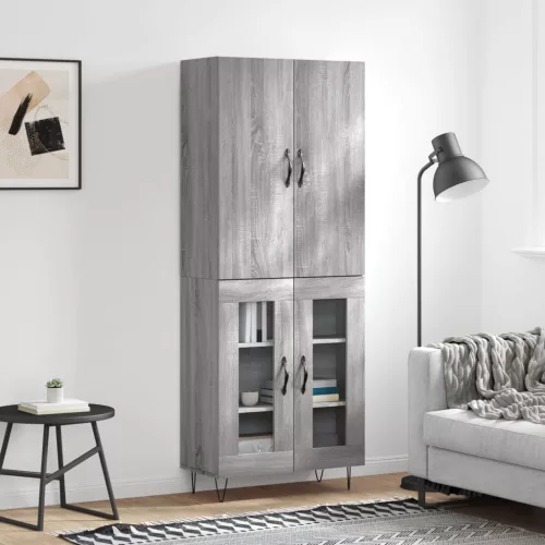  szürke sonoma szerelt fa magasszekrény 69,5 x 34 x 180 cm