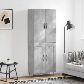  betonszürke szerelt fa magasszekrény 69,5 x 34 x 180 cm