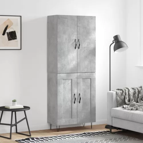  betonszürke szerelt fa magasszekrény 69,5 x 34 x 180 cm