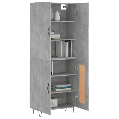  betonszürke szerelt fa magasszekrény 69,5 x 34 x 180 cm