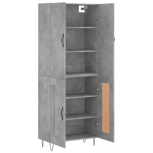  betonszürke szerelt fa magasszekrény 69,5 x 34 x 180 cm
