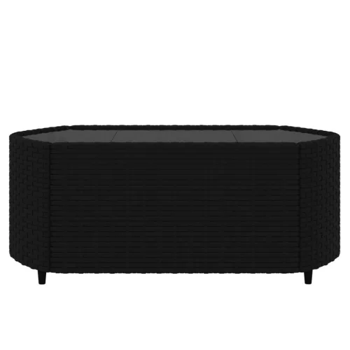  4 részes fekete polyrattan kerti ülőgarnitúra párnákkal