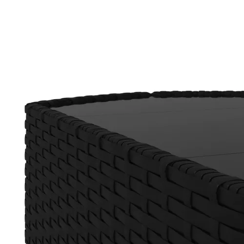  4 részes fekete polyrattan kerti ülőgarnitúra párnákkal