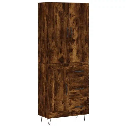  füstös tölgy színű szerelt fa magasszekrény 69,5 x 34 x 180 cm
