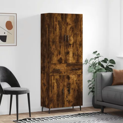  füstös tölgy színű szerelt fa magasszekrény 69,5 x 34 x 180 cm
