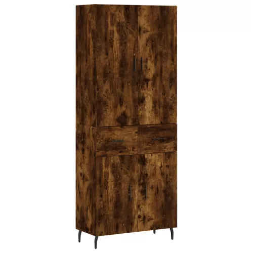  füstös tölgy színű szerelt fa magasszekrény 69,5 x 34 x 180 cm