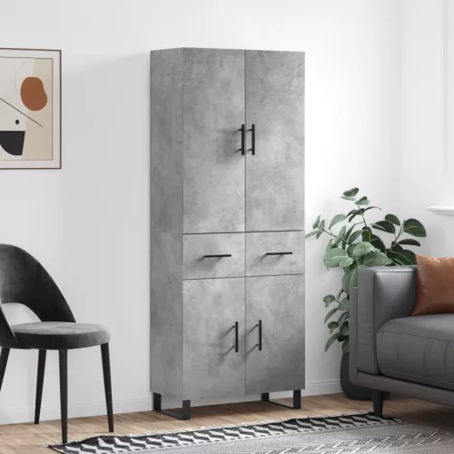  betonszürke szerelt fa magasszekrény 69,5 x 34 x 180 cm