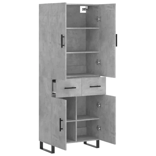  betonszürke szerelt fa magasszekrény 69,5 x 34 x 180 cm