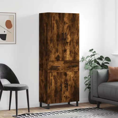  füstös tölgy színű szerelt fa magasszekrény 69,5 x 34 x 180 cm