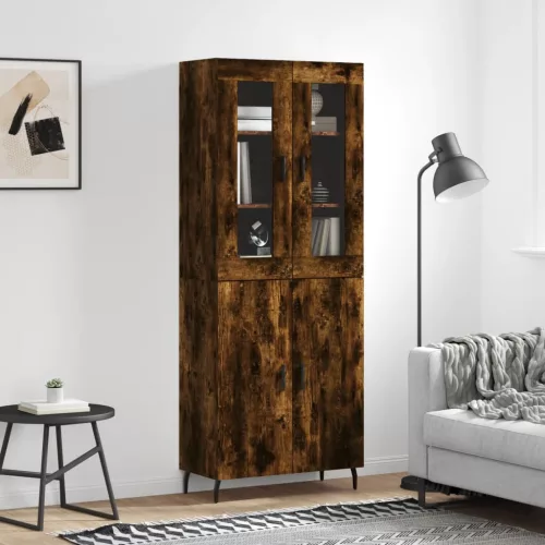  füstös tölgy színű szerelt fa magasszekrény 69,5 x 34 x 180 cm