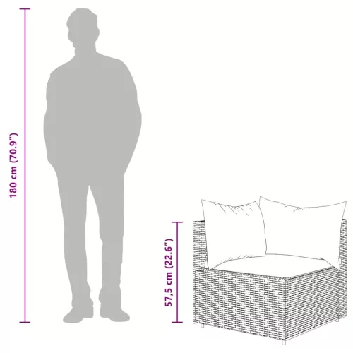  barna polyrattan kerti sarokkanapé párnákkal