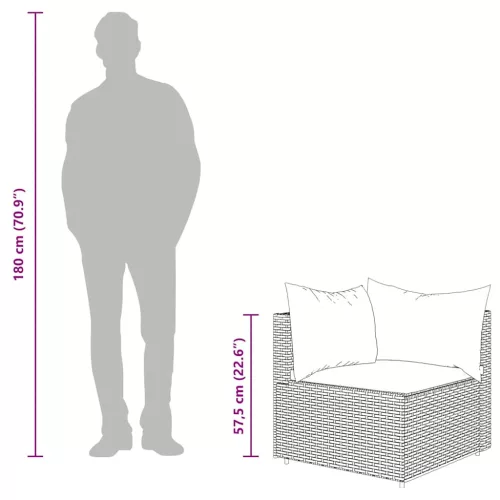  2 db barna polyrattan kerti sarokkanapé párnákkal