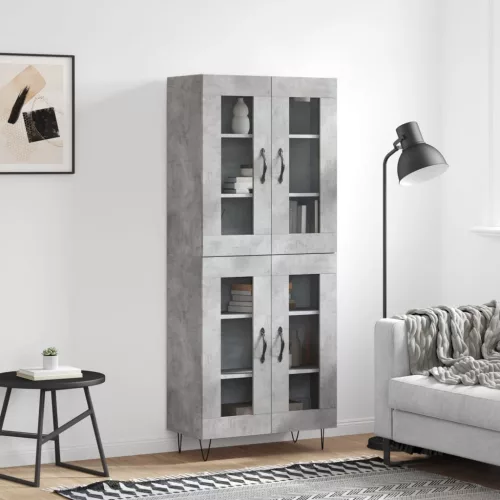  betonszürke szerelt fa magasszekrény 69,5 x 34 x 180 cm