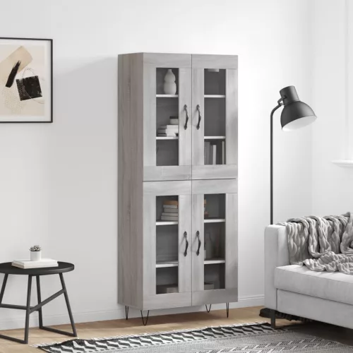  szürke sonoma szerelt fa magasszekrény 69,5 x 34 x 180 cm