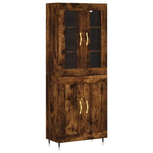  füstös tölgy színű szerelt fa magasszekrény 69,5 x 34 x 180 cm