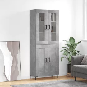  betonszürke szerelt fa magasszekrény 69,5 x 34 x 180 cm