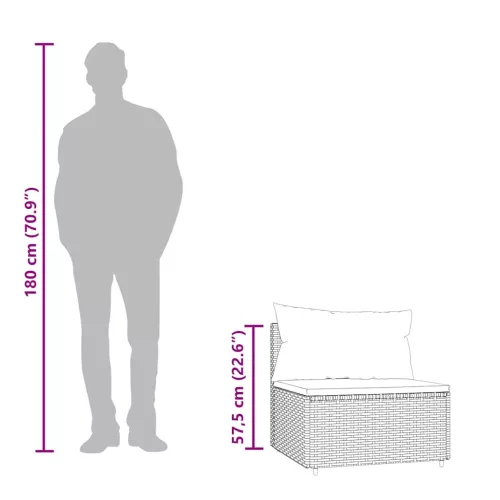  3 részes barna polyrattan kerti ülőgarnitúra párnával