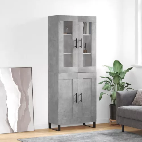  betonszürke szerelt fa magasszekrény 69,5 x 34 x 180 cm