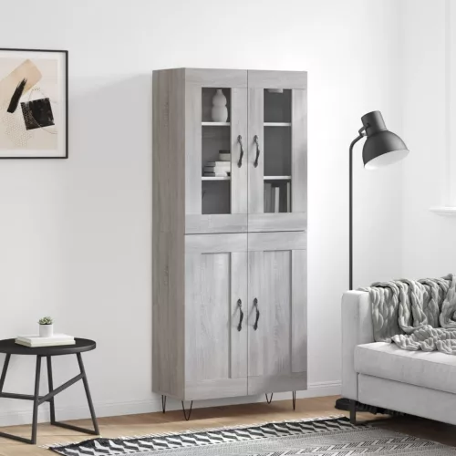  szürke sonoma szerelt fa magasszekrény 69,5 x 34 x 180 cm