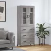 szürke sonoma szerelt fa magasszekrény 69,5 x 34 x 180 cm