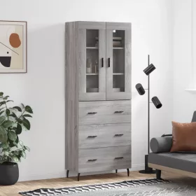  szürke sonoma szerelt fa magasszekrény 69,5 x 34 x 180 cm