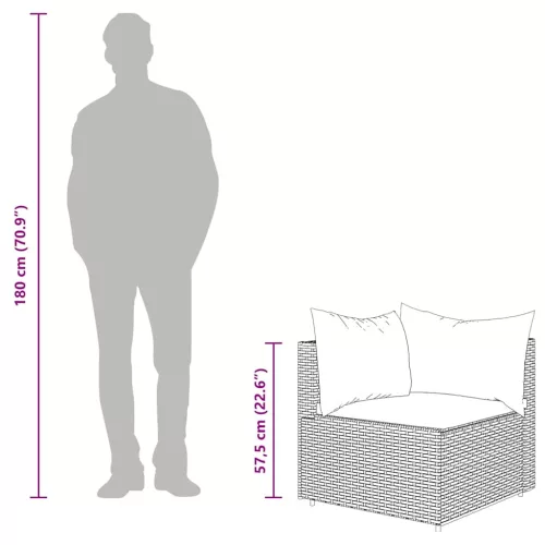  2 db szürke polyrattan kerti sarokkanapé párnával