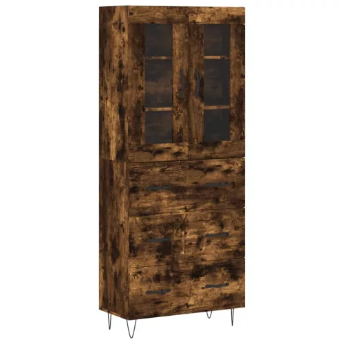  füstös tölgy színű szerelt fa magasszekrény 69,5 x 34 x 180 cm