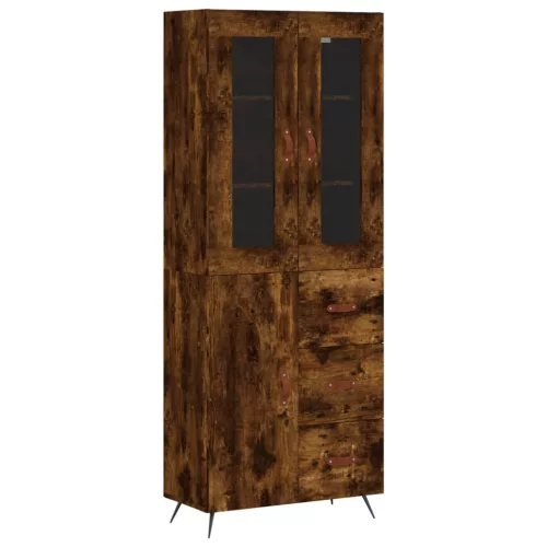  füstös tölgy színű szerelt fa magasszekrény 69,5 x 34 x 180 cm