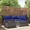  4 részes szürke polyrattan kerti ülőgarnitúra párnákkal