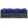  3 részes szürke polyrattan kerti ülőgarnitúra párnákkal
