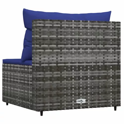  szürke polyrattan kerti középső kanapé párnával