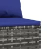  szürke polyrattan kerti középső kanapé párnával