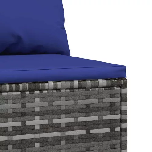  szürke polyrattan kerti középső kanapé párnával