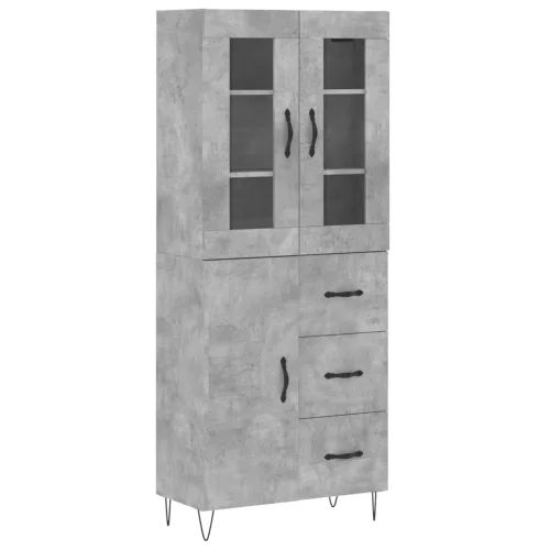  betonszürke szerelt fa magasszekrény 69,5 x 34 x 180 cm