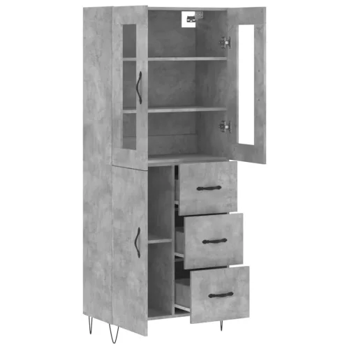  betonszürke szerelt fa magasszekrény 69,5 x 34 x 180 cm