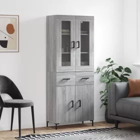  szürke sonoma szerelt fa magasszekrény 69,5 x 34 x 180 cm