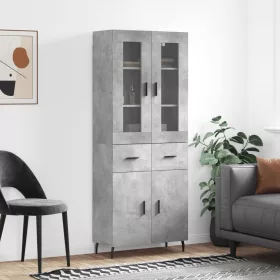  betonszürke szerelt fa magasszekrény 69,5 x 34 x 180 cm