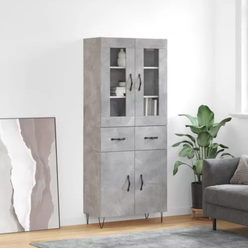  betonszürke szerelt fa magasszekrény 69,5 x 34 x 180 cm